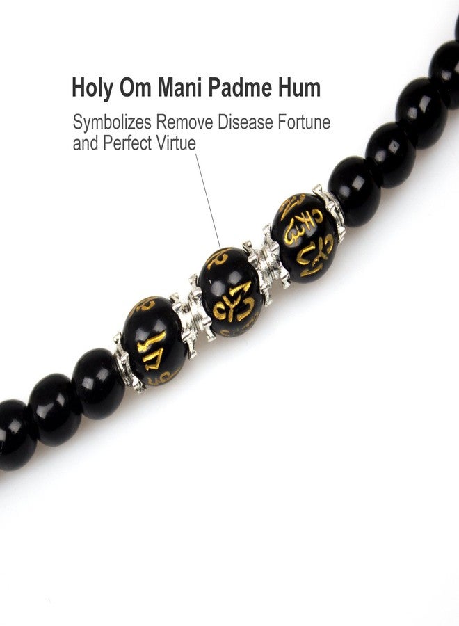 PWMENLK 6mm 108 Mala Beads Bracelet Meditation Necklace Obsidian Beaded Prayer Buddhist Healing Stone Tiger Eye Jewelry(om mani Padme hum) - Image 4